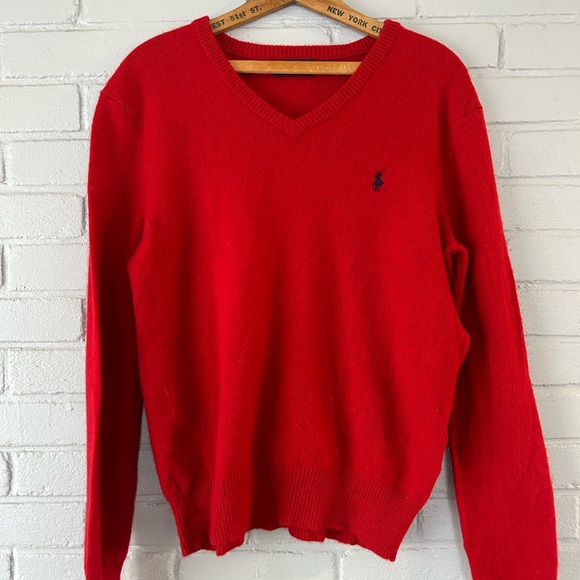 Polo Ralph Lauren Red Men’s Sweater Size Medium Beautiful For The Holidays - Picture 1 of 5